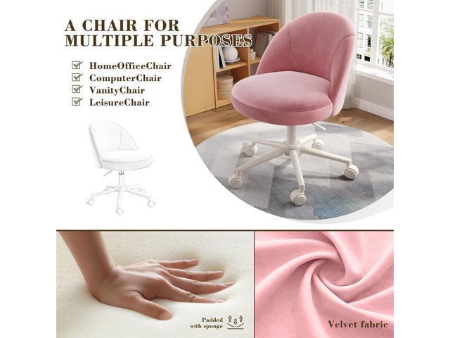 EnHomee Armless Vanity Chair with Wheels and Comfortable Lumbar Back Support, Cute Desk Chair Comfy with Adjustable Swivel Base for Bedroom, Home...