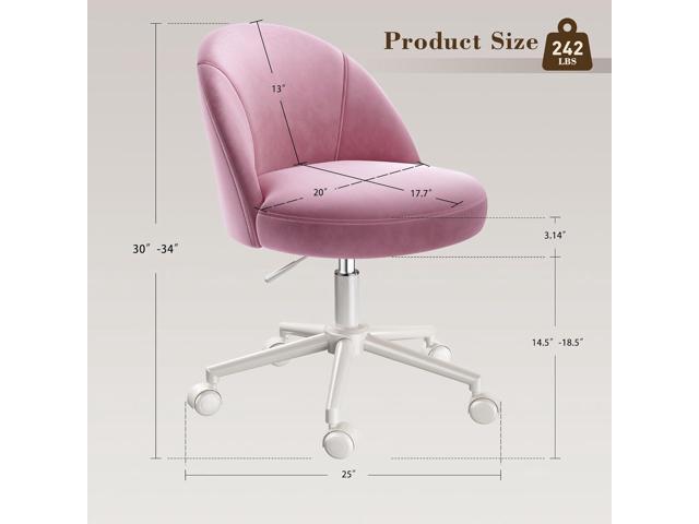 EnHomee Armless Vanity Chair with Wheels and Comfortable Lumbar Back Support, Cute Desk Chair Comfy with Adjustable Swivel Base for Bedroom, Home...