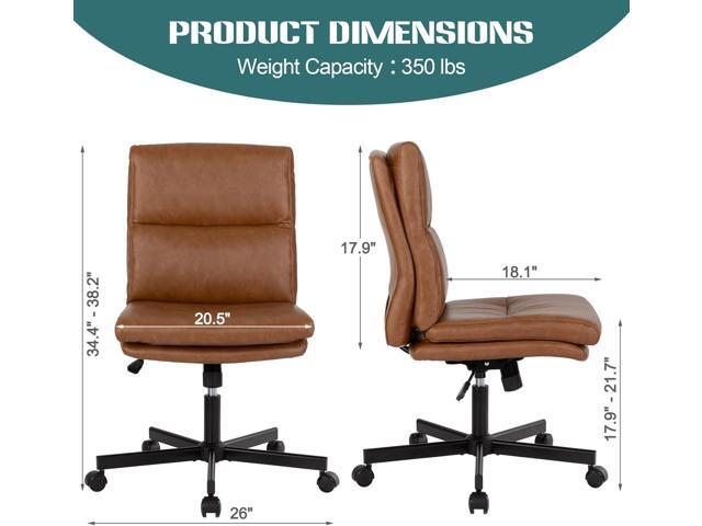 LUCKWIND Armless Office Desk Chair with Wheels, Mid-Back Criss Cross Swivel Task Chair, Height Adjustable Cushioned Vanity Chair, Double Padded...