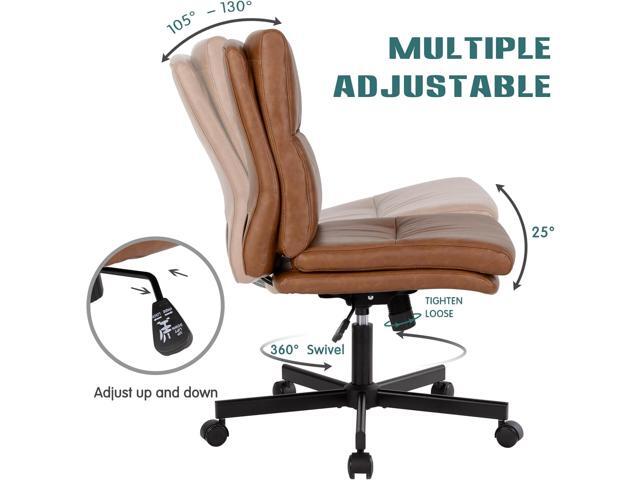LUCKWIND Armless Office Desk Chair with Wheels, Mid-Back Criss Cross Swivel Task Chair, Height Adjustable Cushioned Vanity Chair, Double Padded...