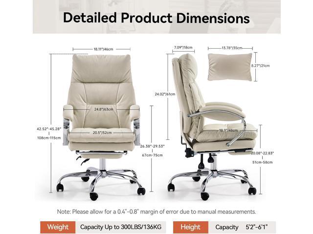 LEAGOO Office Chair with Foot Rest, Ergonomic Executive Office Chair with Arms, Reclining High Back PU Leather Comfy Swivel Computer Desk Chairs...