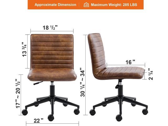 Furnimart Armless Office Desk Chair Task Chair Faux Leather Upholstered Task Chair Teen Desk Chair Mid-Back 360° Swivel Adjustable Small Chair...