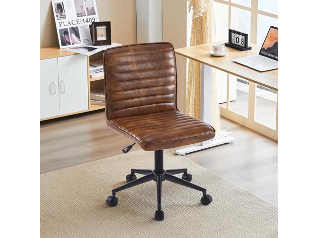 Furnimart Armless Office Desk Chair Task Chair Faux Leather Upholstered Task Chair Teen Desk Chair Mid-Back 360° Swivel Adjustable Small Chair...