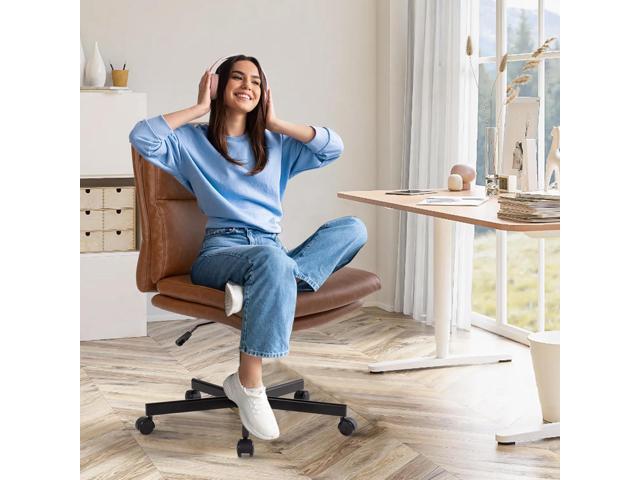 LUCKWIND Armless Office Desk Chair with Wheels, Mid-Back Criss Cross Swivel Task Chair, Height Adjustable Cushioned Vanity Chair, Double Padded...