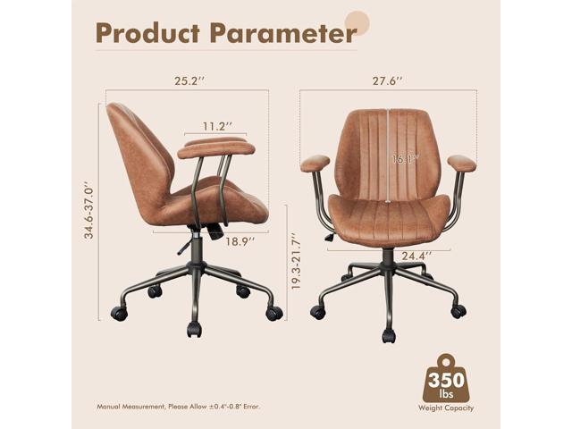 Mid Back Office Chair Mid Century Modern Executive Chair,Lumbar Support Ergonomic Home Office Desk Chair,Rolling Swivel Task Chair Task Chair...