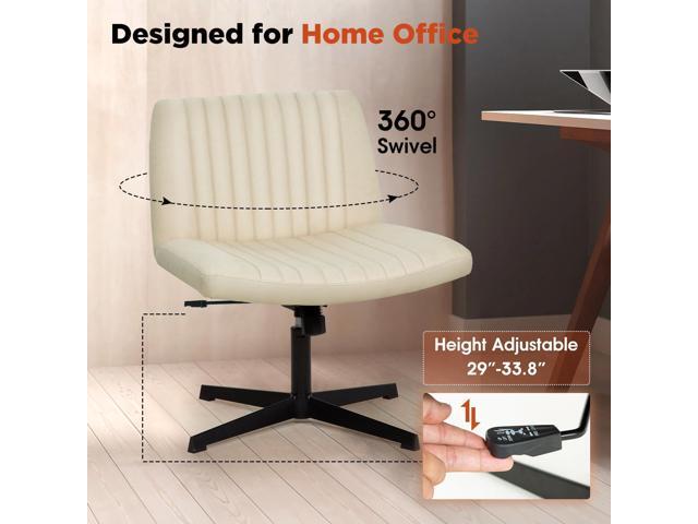PayLessHere Criss Cross Chair,Armless Cross Legged Office Chair,Wide Comfty Desk Chair with No Wheels Modern Height Adjustable,Swivel Fabric Vanity...