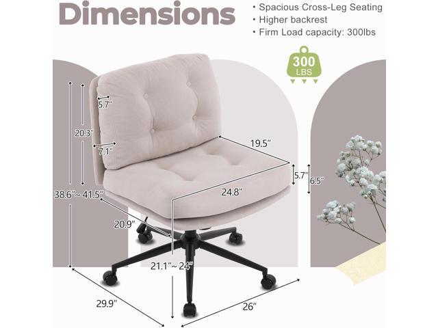 VINGLI Criss Cross Cloud Seat,Comfy Corduroy Cross Legged Office Desk Chair with/no Wheels,Cute Vanity Stool, Adjustable Wide Seat,Modern Swivel...