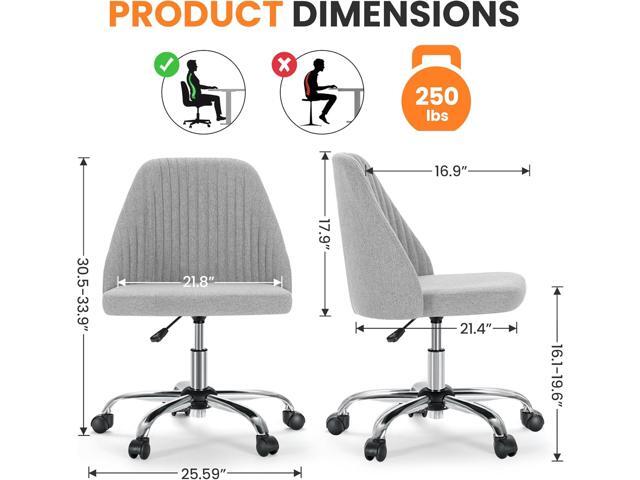 Simple Deluxe Armless Office Desk Chair, Modern Cute Swivel Vanity Chair Comfy Home Office Chairs with Wheels Height Adjustable Rolling Computer...