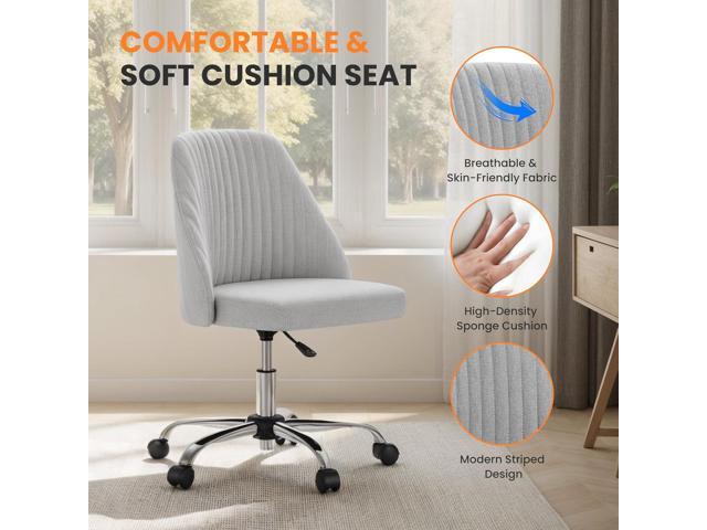 Simple Deluxe Armless Office Desk Chair, Modern Cute Swivel Vanity Chair Comfy Home Office Chairs with Wheels Height Adjustable Rolling Computer...