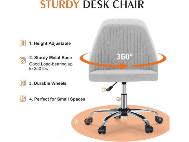 Simple Deluxe Armless Office Desk Chair, Modern Cute Swivel Vanity Chair Comfy Home Office Chairs with Wheels Height Adjustable Rolling Computer...