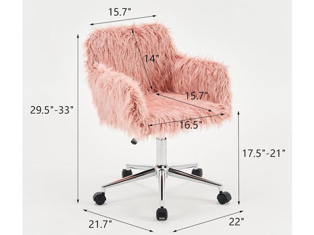 Goujxcy Fluffy Desk Chair, Faux Fur Swivel Home Office Chair Height Adjustable Vanity Accent Chair for Girls Women, Modern Cute Furry Makeup Chairs...