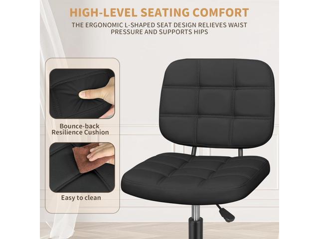 Armless Home Office Desk Chair with Wheels, Modern Ergonomic Drafting Rolling Chair with 360° Swivel Wheels,Height Adjustable Computer Task Chairs...