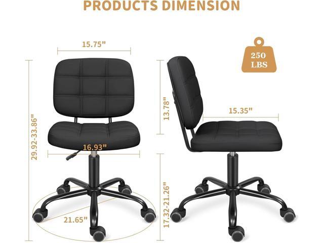 Armless Home Office Desk Chair with Wheels, Modern Ergonomic Drafting Rolling Chair with 360° Swivel Wheels,Height Adjustable Computer Task Chairs...