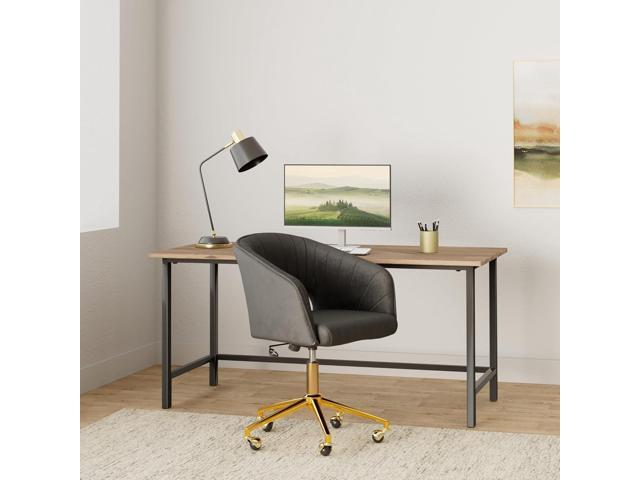Nrizc Velvet Office Desk Chair, Upholstered Home Office Desk Chairs with Adjustable Swivel Wheels, Ergonomic Office Chair for Living Room, Bedroom,...