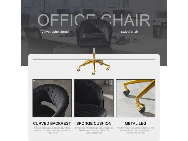 Nrizc Velvet Office Desk Chair, Upholstered Home Office Desk Chairs with Adjustable Swivel Wheels, Ergonomic Office Chair for Living Room, Bedroom,...