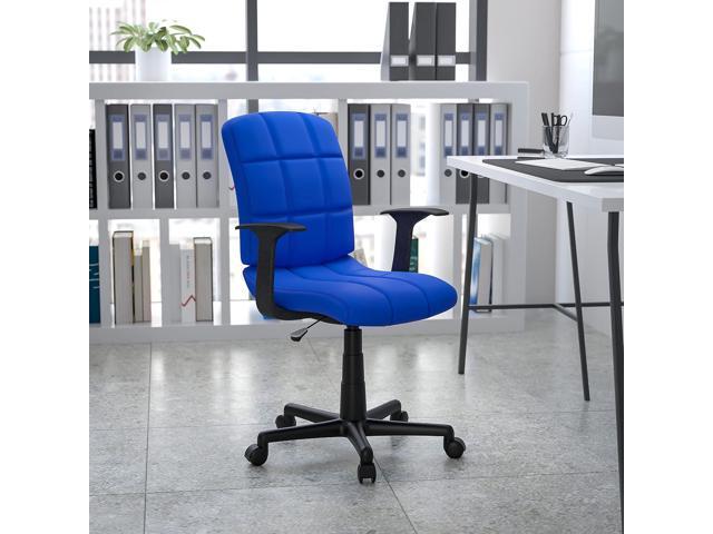 Flash Furniture Clayton Mid-Back Blue Quilted Vinyl Swivel Task Office Chair with Arms