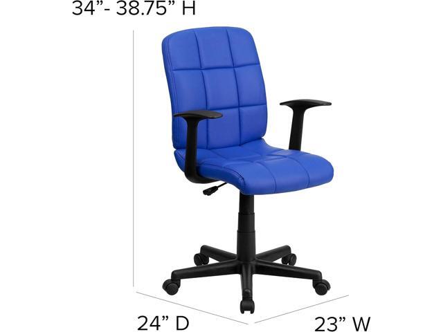Flash Furniture Clayton Mid-Back Blue Quilted Vinyl Swivel Task Office Chair with Arms