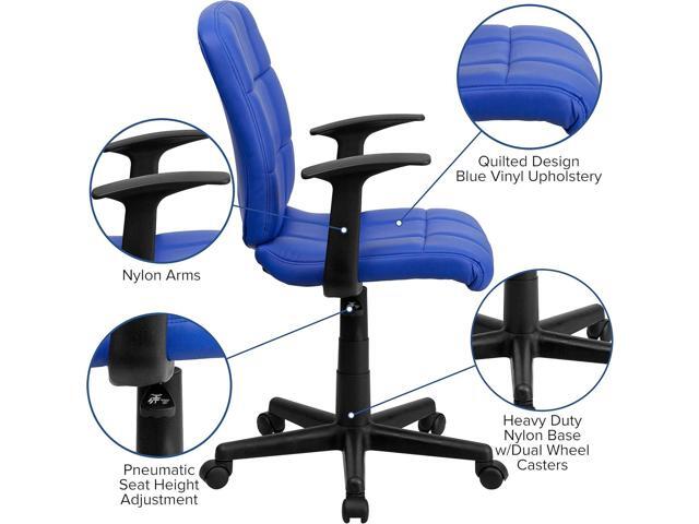Flash Furniture Clayton Mid-Back Blue Quilted Vinyl Swivel Task Office Chair with Arms