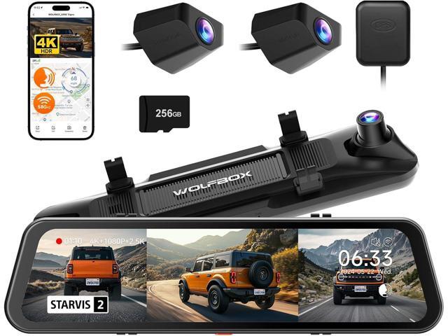 WOLFBOX G900 Tripro Bumper Version 3 Channel 4K Mirror Dash Cam, STARVIS 2 IMX678 Night Vision, 4K+2.5K+1080P Front and Rear Bumper Dash Cam,...
