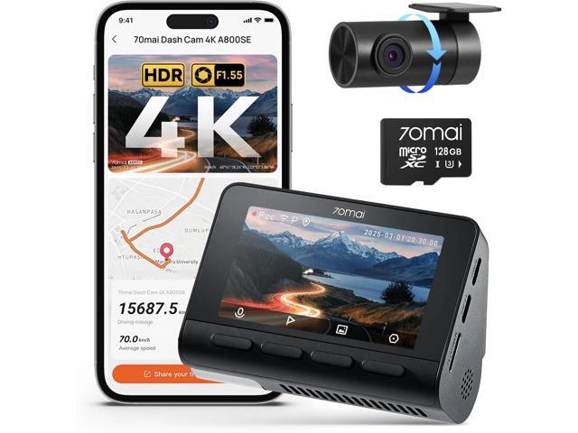 70mai 4K Dash Cam Front and Rear, Built in Wi-Fi 6 & GPS Car Camera, Super Night Vision, ADAS, 3'' IPS Screen, 24H Parking Mode, Time-Lapse, Loop...