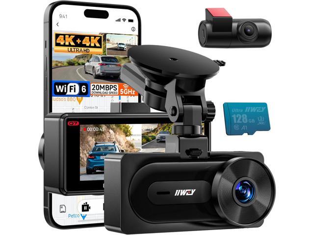IIWEY 4K+4K Dash Cam Front and Rear, Dual STARVIS w/HDR, 5G WiFi-6 (up to 20MB/s) with App, 128G SD Card Included, GPS, Dash Camera for Cars with...
