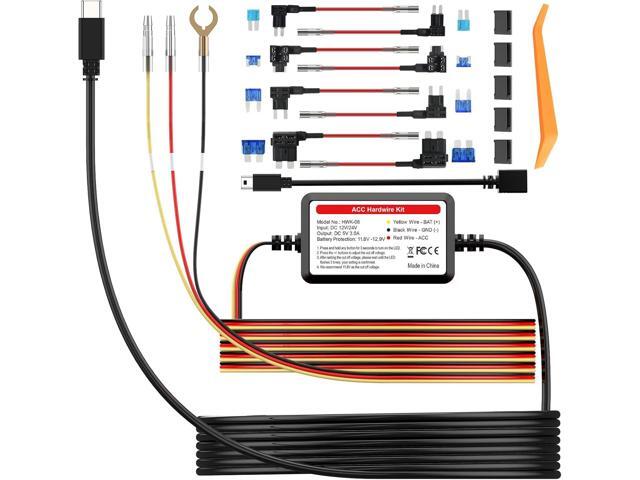 PRUVEEO Smart Acc Hardwire Kit, 12V- 30V to 5V 2A/3A, Intelligent and Adjustable Low Voltage Protection for Dash Cam, HWK-08