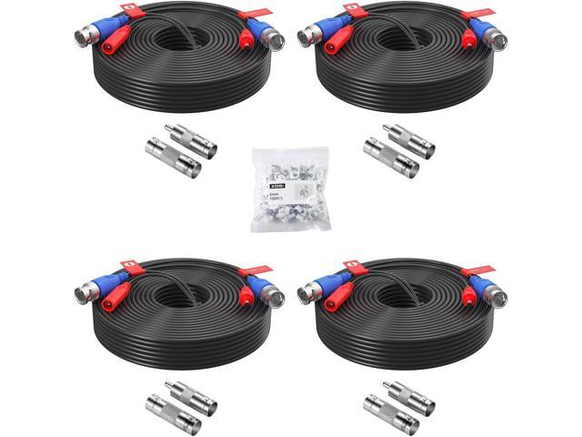 ZOSI 4 Pack 60Feet 18m All-in-One CCTV Video Power Cables, BNC Extension Security Wire Cord for 960H/720P/960P/1080P Video Surveillance Camera DVR...