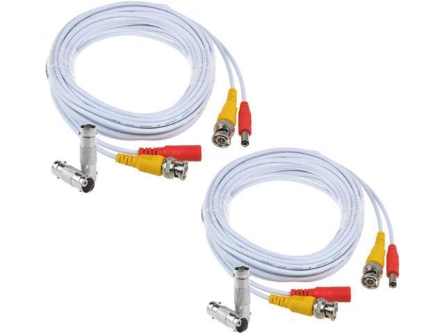 Flashmen 2-Pack 25ft HD Video Power Security Camera Cables Pre-Made All-in-One Extension Wire Cord with BNC Connectors for CCTV Security Camera...