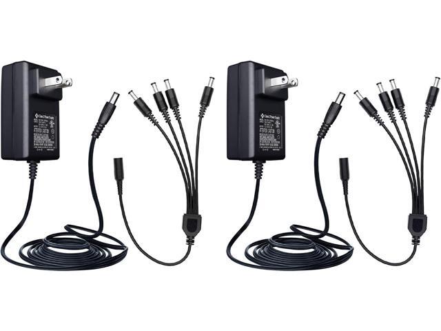 2 Pack 12V 2A 6ft Long Power Adapter, AC 100-240V to DC 12V 2A (2000mA) & 4-Way Power Splitter Cable for CCTV Security Camera/DVR/NVR/LED Strip...