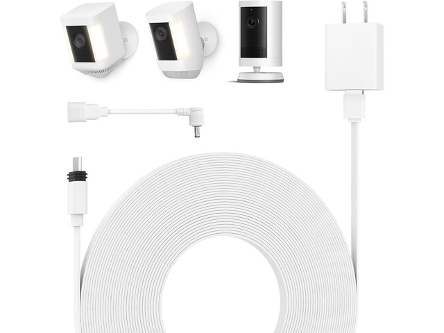 Power Adapter for Spotlight Cam Plus/Pro (Battery) and Spotlight Cam (Battery), with 25Ft/7.5m Weatherproof Outdoor Cable to Continuously Charge...