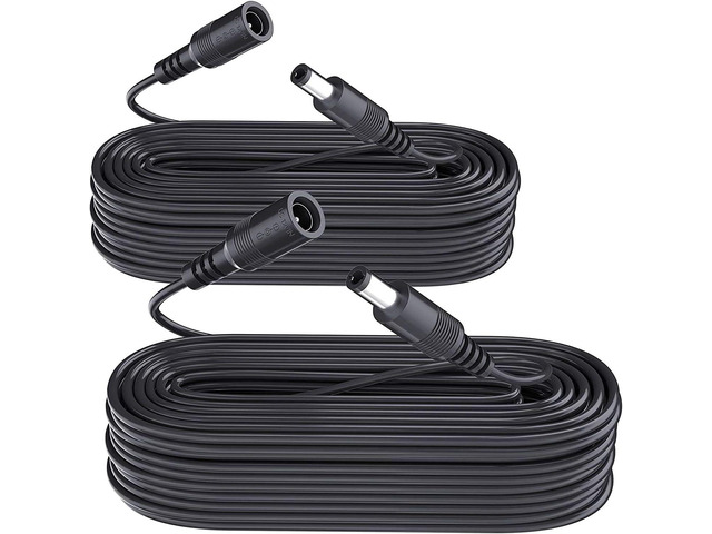 2 Pack 10M 33ft Power Extension Cable, DC 12V 2.1mm x 5.5mm Power Adapter Extension Cord, Compatible with 12V DC Power Supply Adapter or Wall...