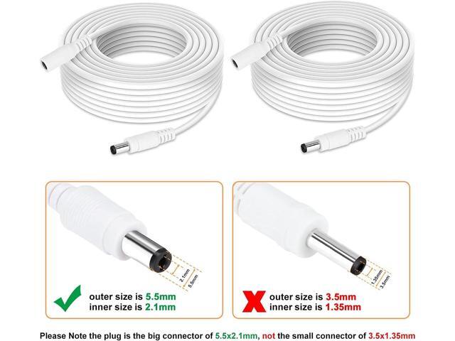 DC Power Extension Cable, 33ft 2Pack 2.1mmx5.5mm DC Plug Power Supply Adapter Extension Cord 20AWG Power Cord Compatible with 12V,24V Wireless CCTV...