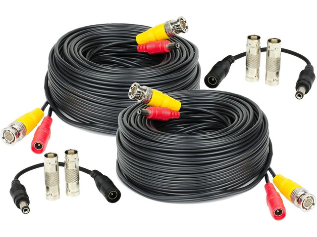Amcrest 2-Pack 60 Feet Pre-Made All-in-One Siamese BNC Video and Power CCTV Security Camera Cable with Two Female Connectors for 960H & HD-CVI...