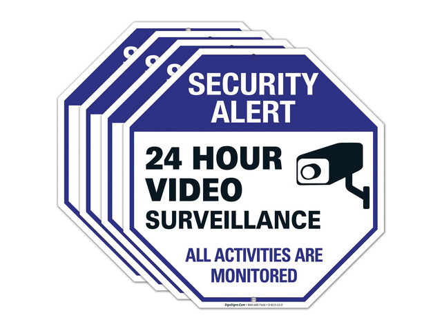 Video Surveillance Sign Outdoor 24 Hour CCTV Camera Surveillance Sign, Large 12x12 Rust Free Premium Aluminum, Weather/Fade Resistant, Easy...