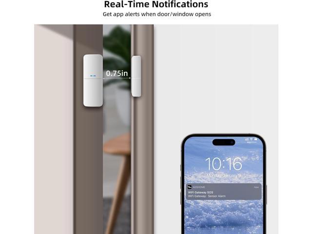 Home Alarm System 5-Piece kit, Door Window Sensors WiFi Slient Alarm System for Kids Safety, Wireless Home Alarm Security System DIY, No Contract,...