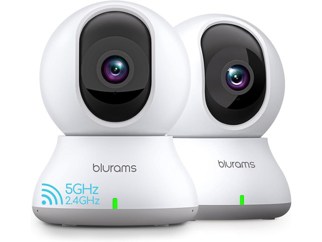 blurams Security Camera 2K, Baby Monitor Dog Camera 360-degree for Home Security (White-2Pack)