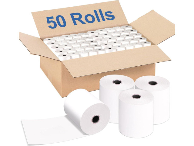 (50 Rolls)3' x 165' Kitchen Register Rolls,1 Ply Bond Printer Receipt Paper POS Cash Register Paper (Non Thermal Kitchen Printer Paper)for TMU200...