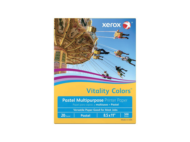 Xerox Vitality Colors Multipurpose Printer Paper, Letter Paper Size, 20 Lb, 30% Recycled, Goldenrod, Ream Of 500 Sheets
