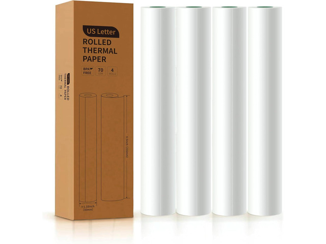 US Letter Size Quick-Dry Thermal Printer Paper 8.5''x11'', 4 Rolls, Advanced Clear Printing, Compatible Most Portable Printers (4 Rolls 8.5''x23')