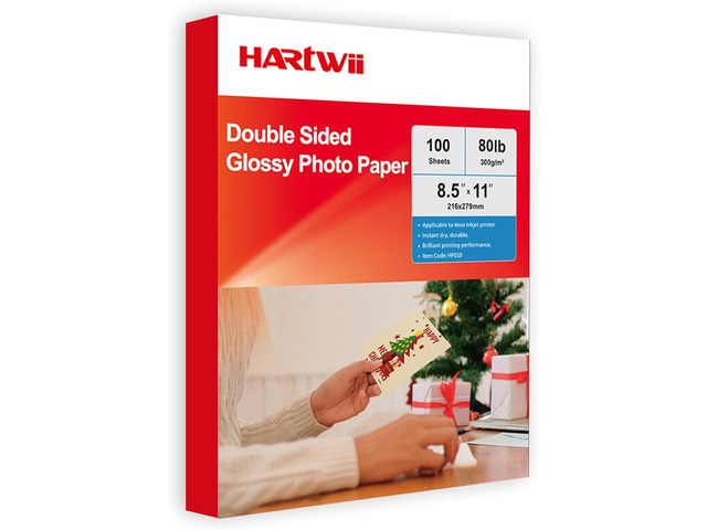 300gsm Double Sided Glossy Thick Heavyweight Photo Paper 80LB 100 Sheets 8.5x11 Inches for Inkjet Printer and Dye Ink