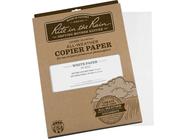 Rite In The Rain Weatherproof Laser Printer Paper, A4 Paper Size 21 x 29.7cm, 20# White, 200 Sheet Pack (No. 8512)