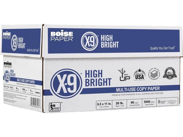 Boise X-9 High Bright Multipurpose Copy Paper, Letter Paper Size, 108 (Euro)/96 (US) Brightness, 20 Lb, White, 500 Sheets Per Ream, Case Of 10 Reams