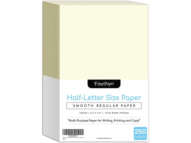 Cream (Natural) Half Letter Size Paper Great for Business Documents, Letters, Arts, Prints and Crafts, Copy, Printing, Writing 8.5 x 5.5 24lb...