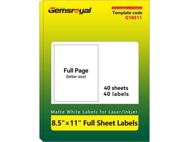 8.5'×11' Full Sheet Shipping Labels Printable,8.5×11 inch White Matte Address Label Stickers for Laser/Inkjet Printer,Full Page Large Mailing...