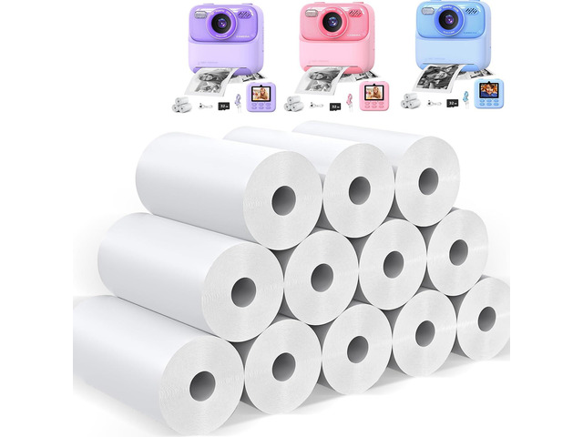 masterbee Printing paper, Replacement Paper of Instant Print Camera, Refill Thermal Paper 12 Rolls, Photo Printing Paper, BPA Free