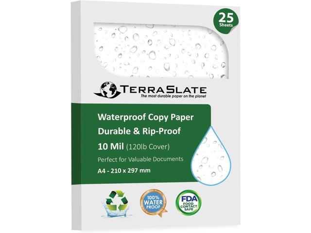 TerraSlate Waterproof & Rip-Proof Printer Paper, 10 MIL, A4 210 x 297 mm, White Paper, (25 Sheets)
