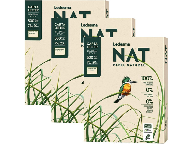 Letter Size (8.5'x11') Natural Sugarcane Pulp Printer Paper, For All Office And Photocopy Printers, Designs, Crafts (3 Reams (1500 Sheets))