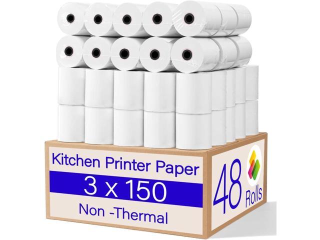 (48 Rolls) 1Ply Bond Receipt Paper Rolls 3 x 150 White Paper for Kitchen Impact Printers TMU200 SRP275 Star SP700 Suitable For Printing Kitchen.