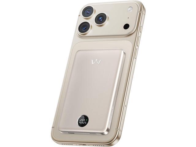 iWALK Magnetic Portable Charger, 5,000mAh Ultra-Slim Power Bank Wireless Charging Battery Pack with LED Power Display, Comfortable Grip Powerbank...