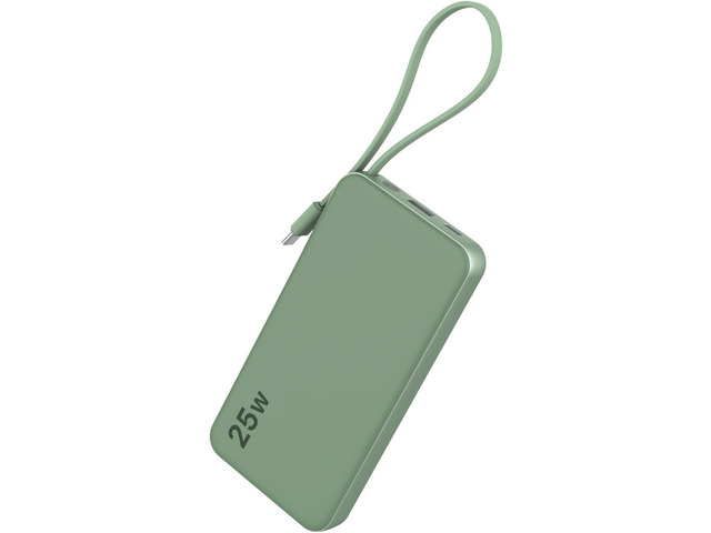 NOBIS 10000mAh Power Bank 25W Portable Charger Built-in USB-C Cable, Fast Charging, Type-C in & Out and USB-A Output, Compatible with Phone...